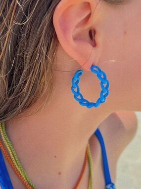 Sheila Fajl Blue Painted Petite Chain Hoops